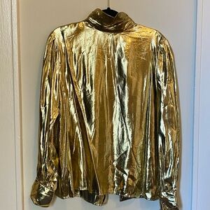 Vintage Gold Metallic Long Sleeve Blouse